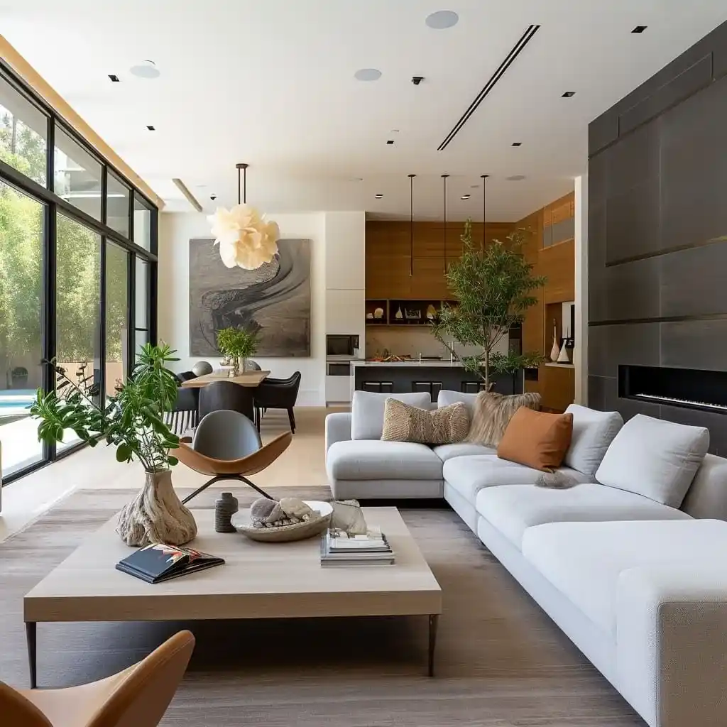 Bright contemporary open concept living room