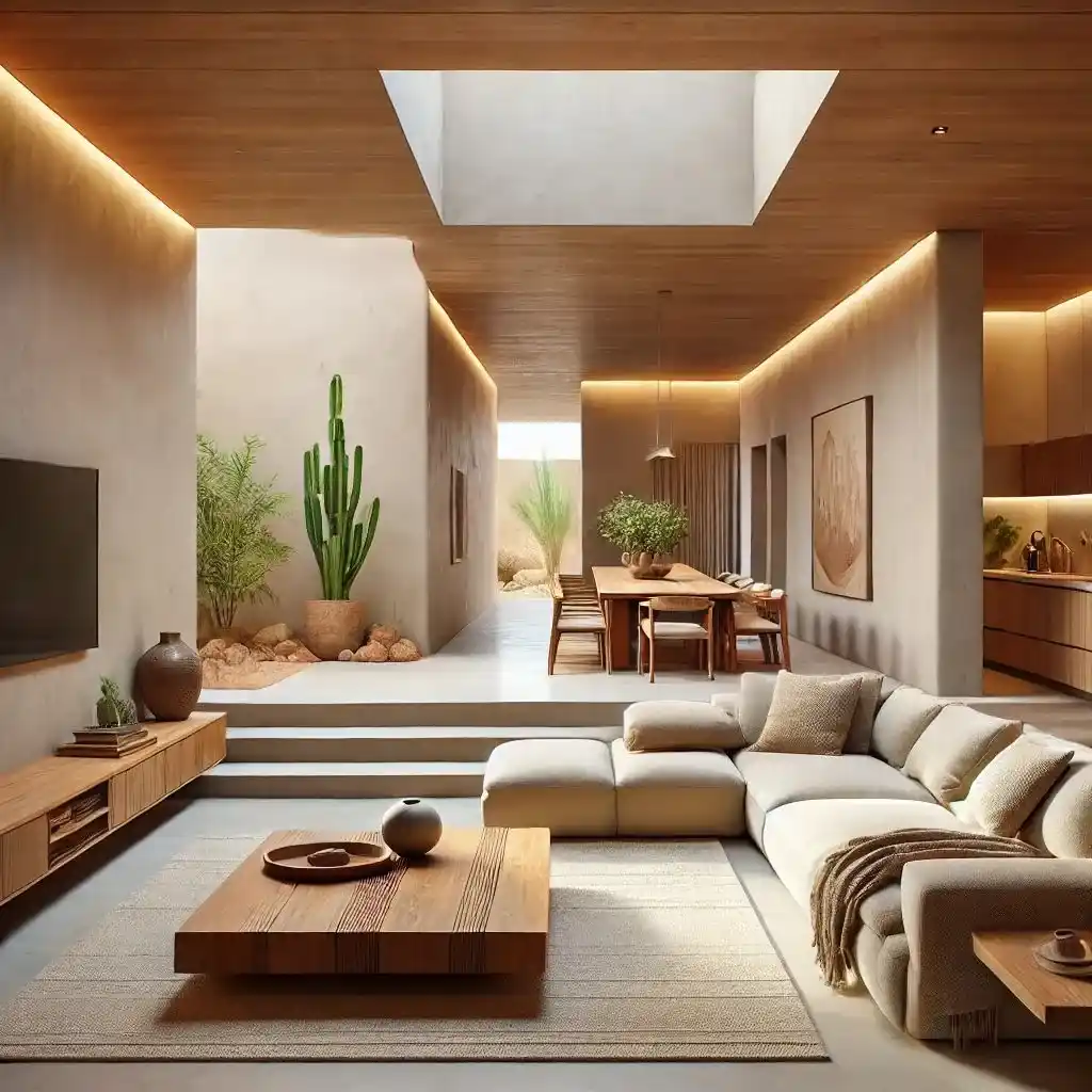 Minimalist living room with skylight design