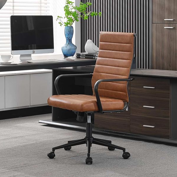 Chair Repair 30 Brown leather office chair restored