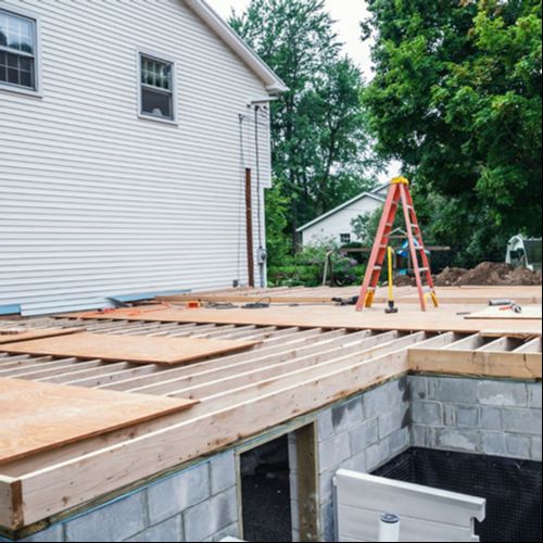 House roof framing under construction
