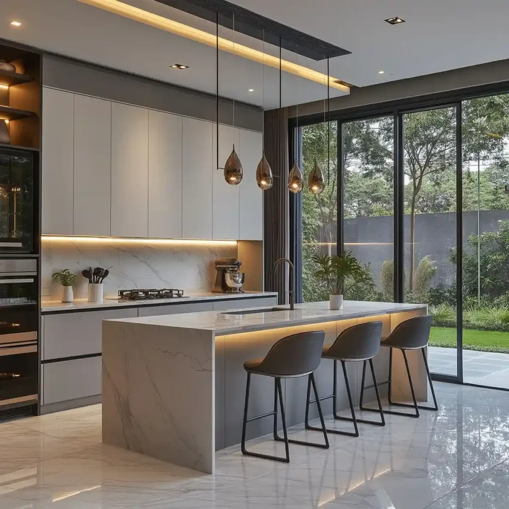 Modern renovated kitchen with island