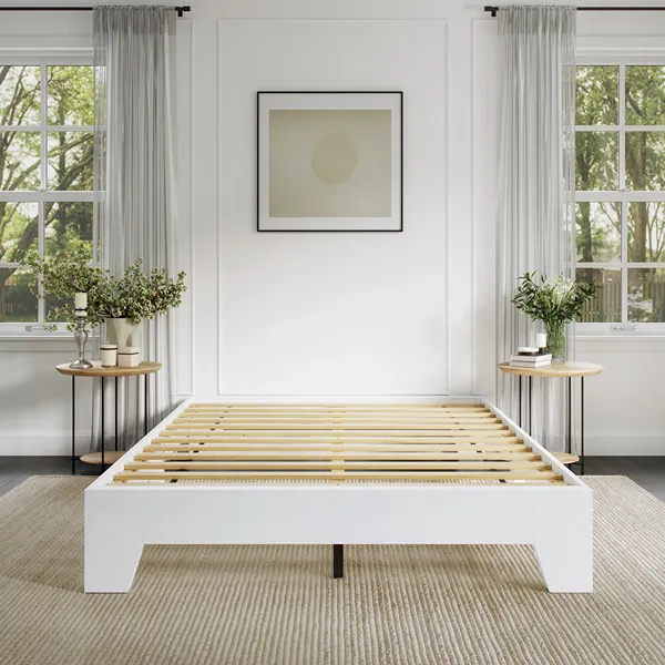 Furniture Assembling 32 White wooden slat platform bed