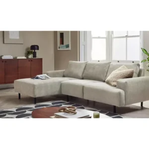 Julien Natural Velvet Left-Hand Chaise Corner Sofa