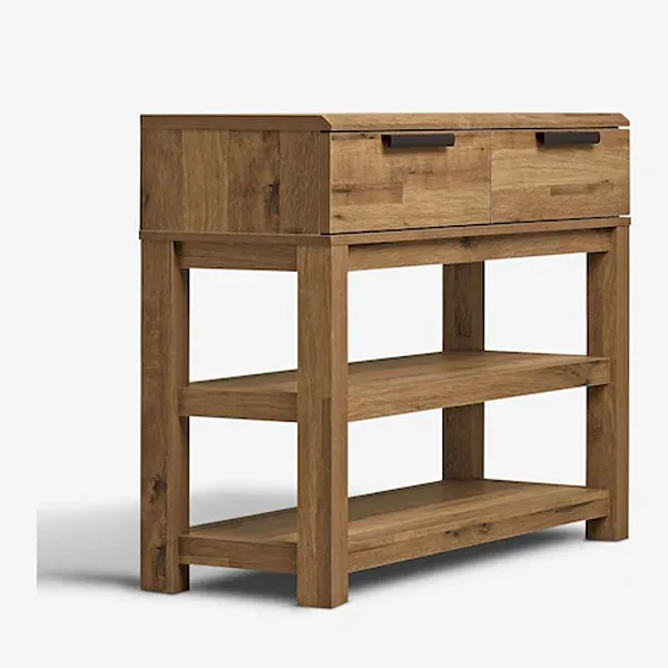 Slim Dark Oak Effect Console Table 3 Slim Dark Oak Effect Console Table