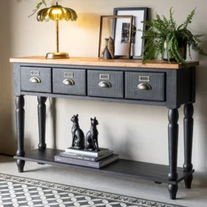 Black Apothecary Style Console Table with Storage