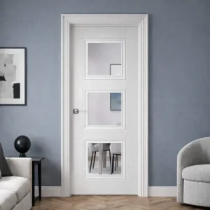 Amsterdam White Primed Three-Lite Glazed Door
