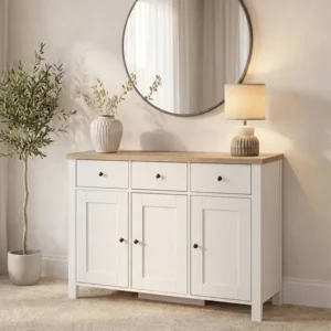 Bampton Alabaster White Sideboard with 3 Drawers