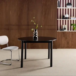 Black 120cm Round Rubberwood Table for Four