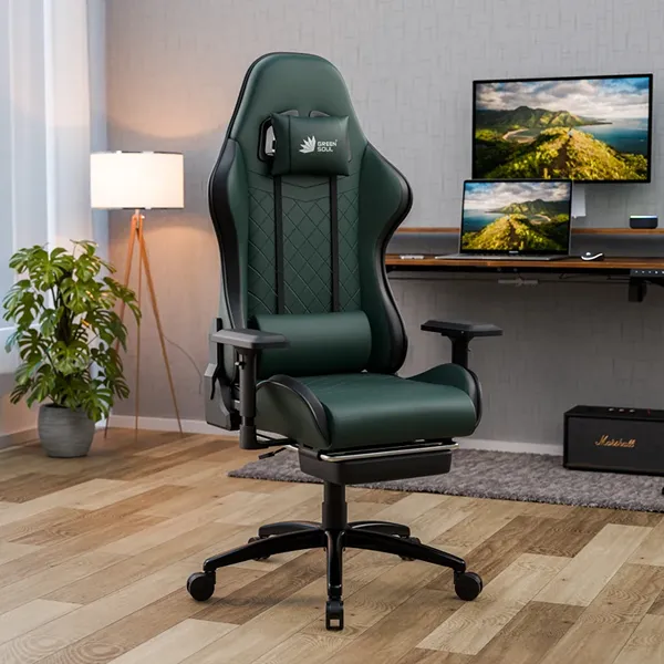 Black upholstered gaming chair