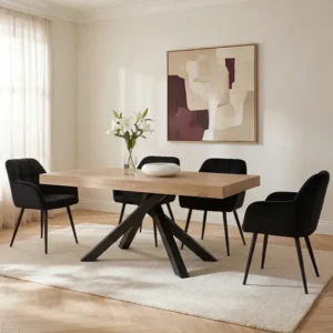CATONAV Natural Black Extendable Table