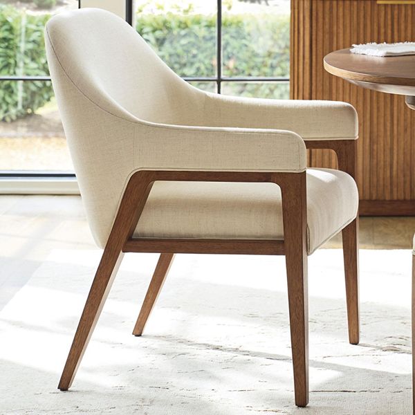 Cream upholstered wooden dining chair