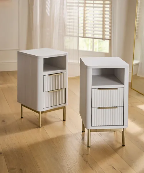 Emilie White Oak Effect Bedside Tables Set of 2 2 Emilie White Oak Effect Bedside Tables-Set of 2