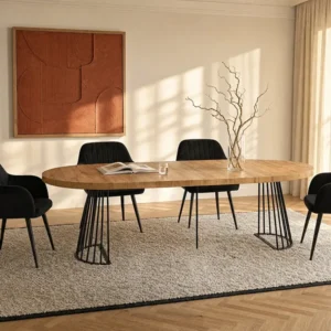 FIRELA Natural Black Extendable Table