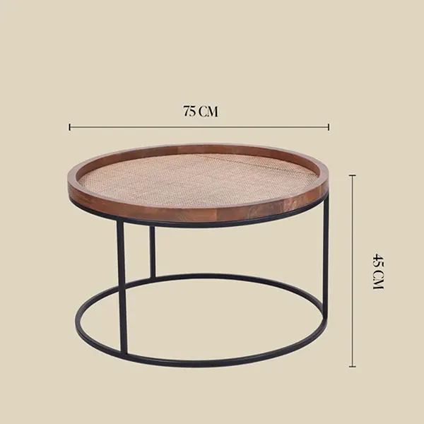 Paxon Wooden Coffee Table with Cane Detail 3 Paxon Wooden Coffee Table with Cane Detail