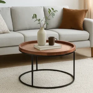 Paxon Wooden Coffee Table with Cane Detail