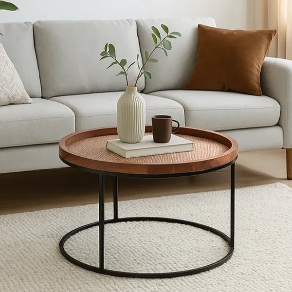 Paxon Wooden Coffee Table with Cane Detail 1 Paxon Wooden Coffee Table with Cane Detail