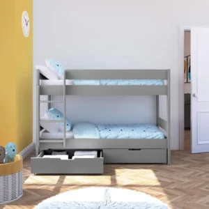 Grey Compact Detachable Bunk Bed with Drawers