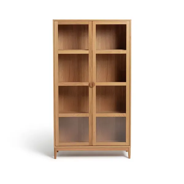 Habitat Cornelia Natural Tall Glass Display Cabinet 2 Habitat Cornelia Natural Tall Glass Display Cabinets