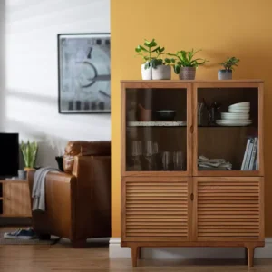 Habitat Oiled Oak Glass Display Cabinet