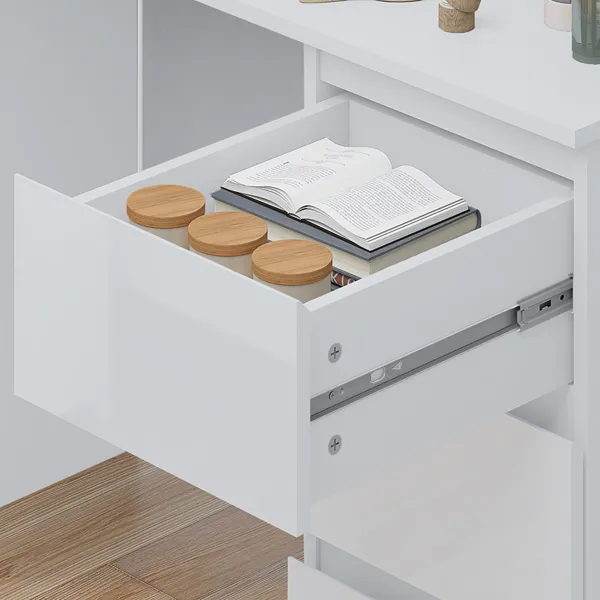 High Gloss White 3-Drawer Vanity Dressing Table 4 High-Gloss White 3-Drawer Vanity Dressing Table