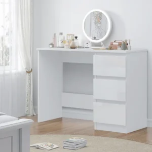 High Gloss White 3-Drawer Vanity Dressing Table