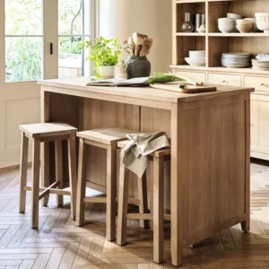 Inglesham Oak Whitewash Breakfast Bar Island Set