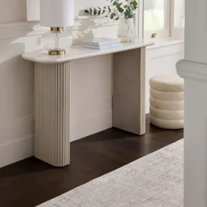 Light Grey Valencia Marble Top Mango Wood Console Table