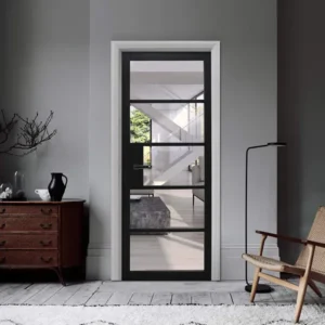 Kew Black Primer Plus 5-Lite Glazed Door – 40mm