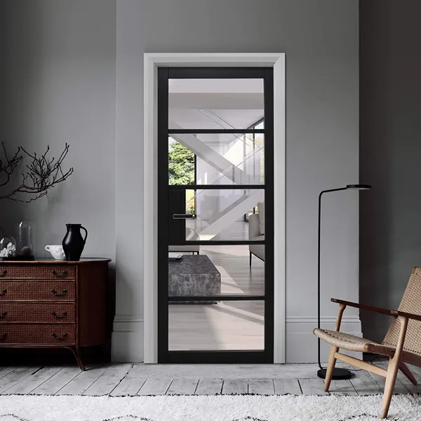 Kew Black Primer Plus 5-Lite Glazed Door – 40mm 1 Kew Black Primer Plus 5-Lite Glazed Door – 40mm
