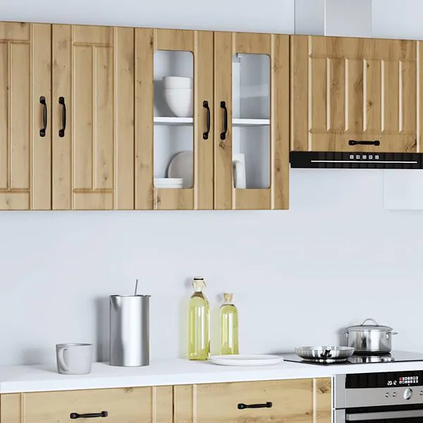 Lucca Artisan Oak Glass Door Kitchen Wall Cabinet 3 Lucca Artisan Oak Glass Door Kitchen Wall-Cabinet