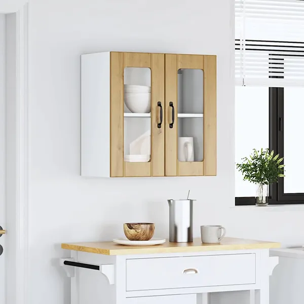 Lucca Artisan Oak Glass Door Kitchen Wall Cabinet 2 Lucca Artisan Oak Glass Door Kitchen Wall Cabinets