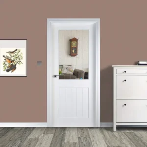 Mexicano White Primed Diamond-Cut One-Lite Doors