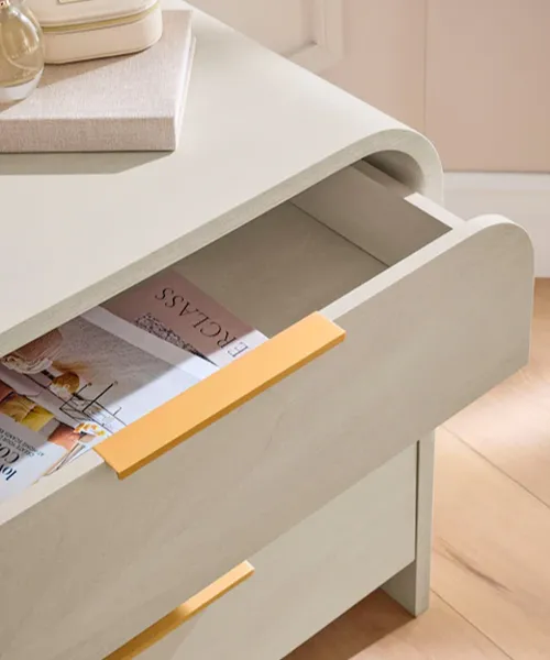 Mia Light Natural Oak Effect Wide Bedside Table with 3 Drawers 2 Mia Light Natural Oak Effect Wide Bedside Table with 3-Drawers