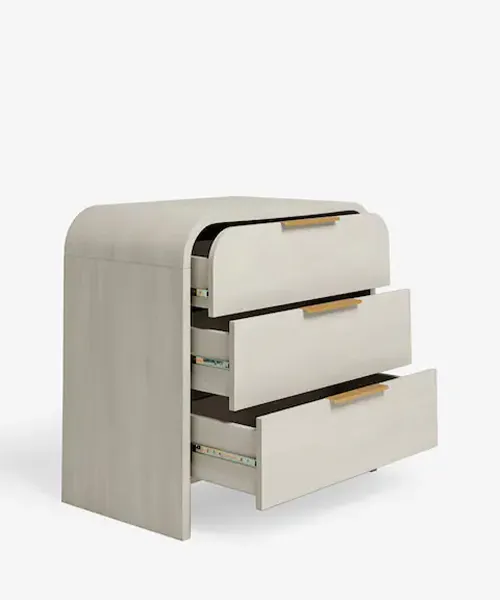 Mia Light Natural Oak Effect Wide Bedside Table with 3 Drawers 4 Mia Light Natural Oak Effect Wide Bedside Tables with 3 Drawers