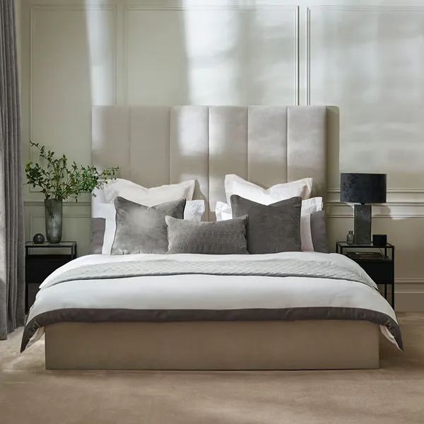 Miley Taupe Tall Fabric Ottoman Bed 3 Miley Taupe Tall Fabric Ottoman-Bed