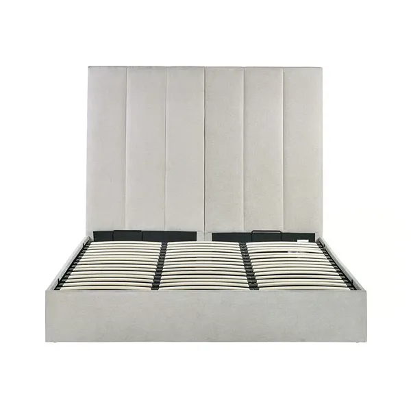 Miley Taupe Tall Fabric Ottoman Bed 2 Miley Taupe-Tall Fabric Ottoman Bed