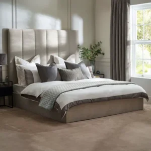 Miley Taupe Tall Fabric Ottoman Bed