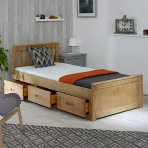 Mission Waxed Pine Wooden Storage Bed Frame