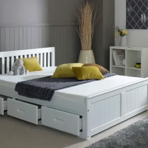 Mission White Wooden Storage Bed Frame