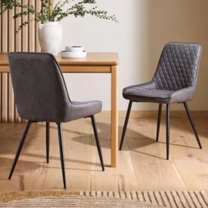 Monza Dark Grey Quilted Dining Chairs