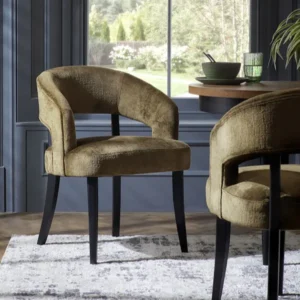 Remi Moss Green Chenille Dining Chairs
