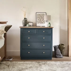Richmond Smoked Oak Ink Blue 5 Drawer Cabinet