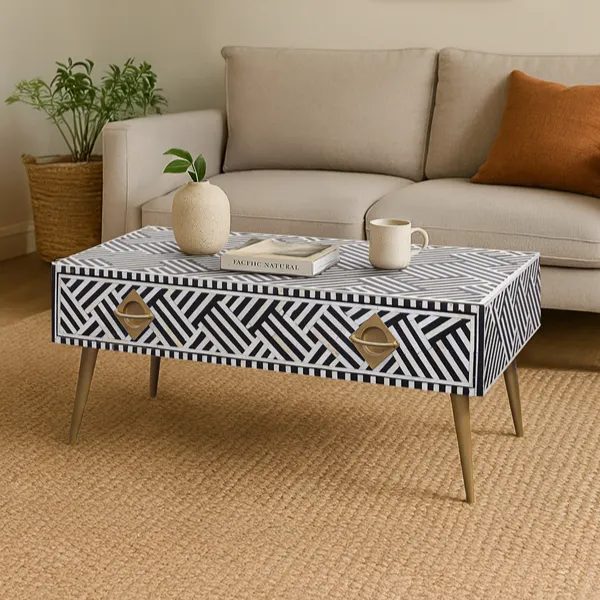 Rini Bone Inlay One-Drawer Coffee Table 1 Rini Bone Inlay One-Drawer Coffee Table