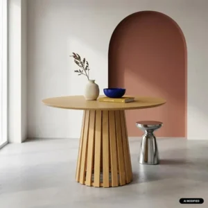 Round Rubberwood Dining Table with Oak Veneer
