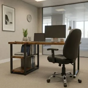 Rustic Work Desk with Shelving