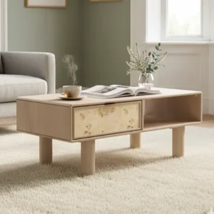 Natural Burl Wood Coffee Table
