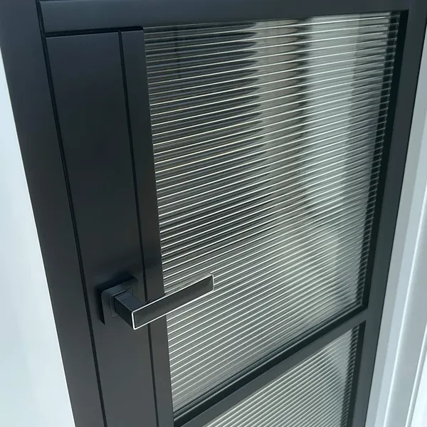 Tribeca Black Primer Plus Three-Lite Reeded Glass Door 4 Tribeca Black Primer Plus Three-Lite Reeded Glass-Door