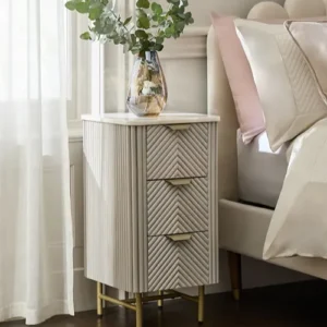 Valencia Light Grey Mango Wood 3 Drawer Bedside Table