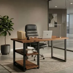 Walnut Executive Desk with Shelves