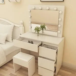 White Hollywood LED Mirror Vanity Dressing Table